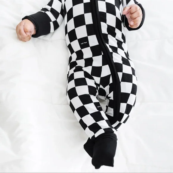 🏁 Cool Checks Little Sleepies Checkered Bamboo Zippy Sleeper PJ Sleeper NEW 2T - Picture 4 of 8